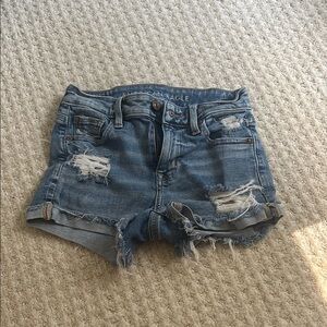 American Eagle Outfitters Blue Distressed Jean Shorts